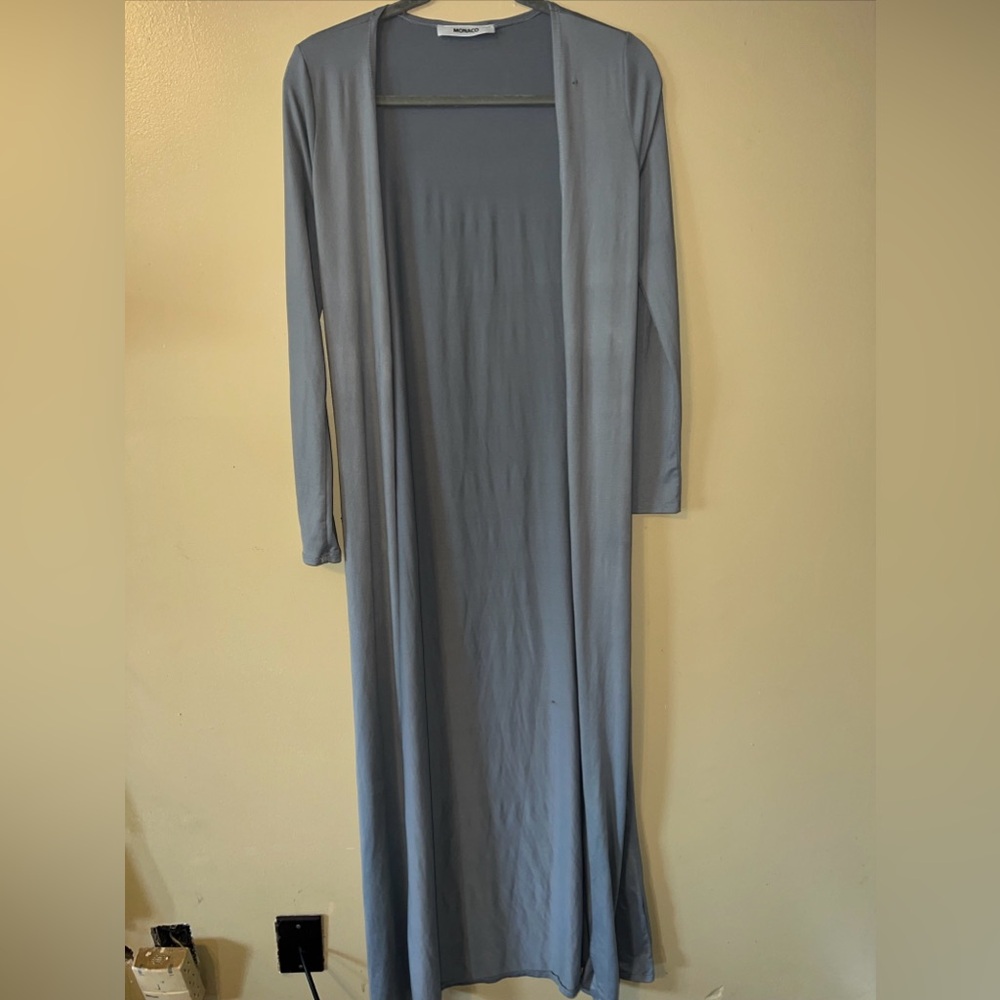 CLUB MONACO LS V-Neck Knit  Long Cardigan  Gray-SZ S